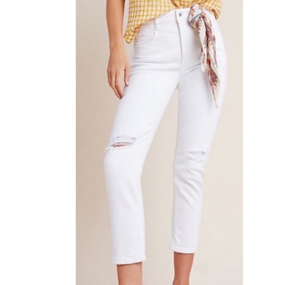 Anthropologie Pilcro Ultra High-Rise Slim Straight Jeans White New Size 31 NWT - Picture 5 of 5